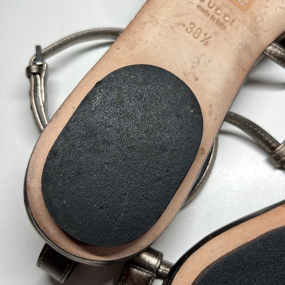 Gucci Gold Metallic Leather Crystal Embellished Thong Flat Sandals US 8.5 EU37.5 - Picture 16 of 16
